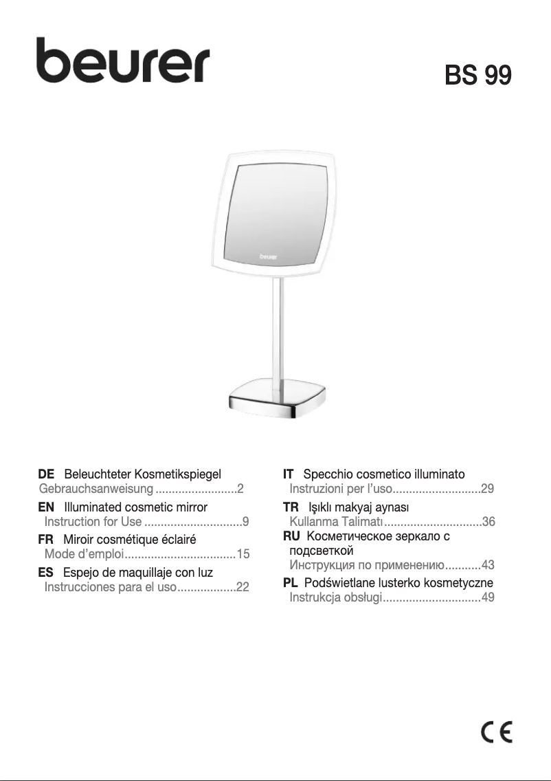 Page n°1 - Manuel utilisateur Beurer BS 99