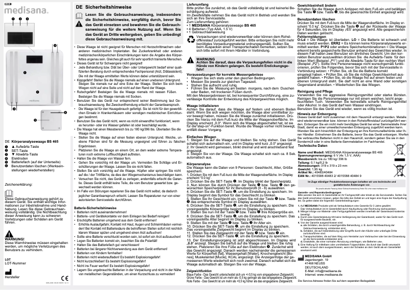 Image de la première page du manuel de l'appareil BS 465