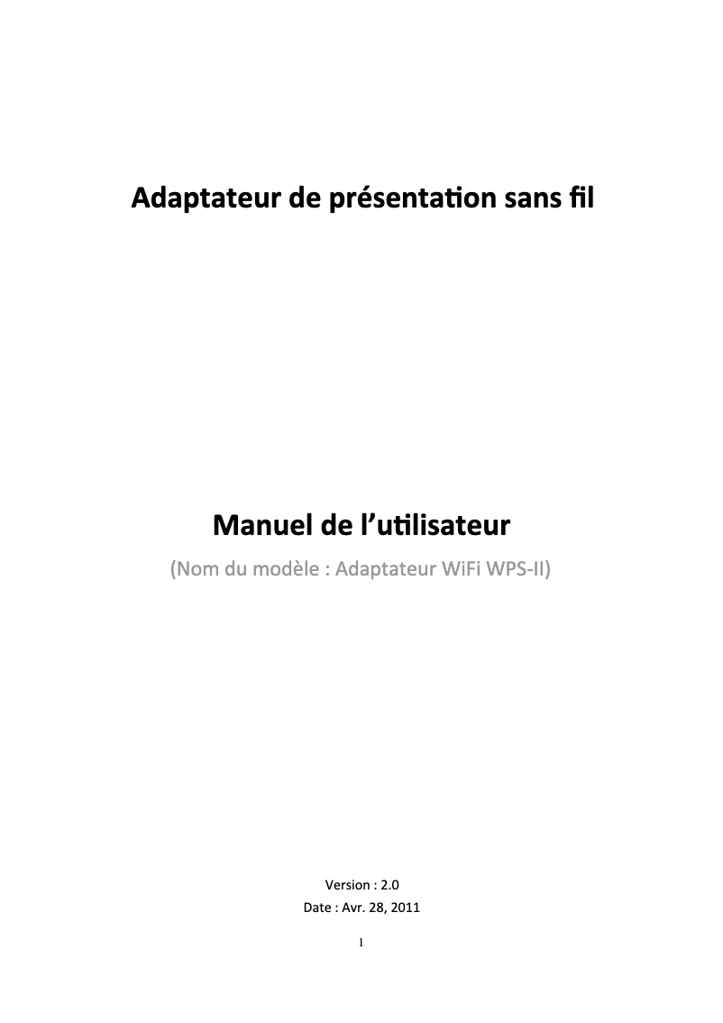 Image de la première page du manuel de l'appareil WU5205