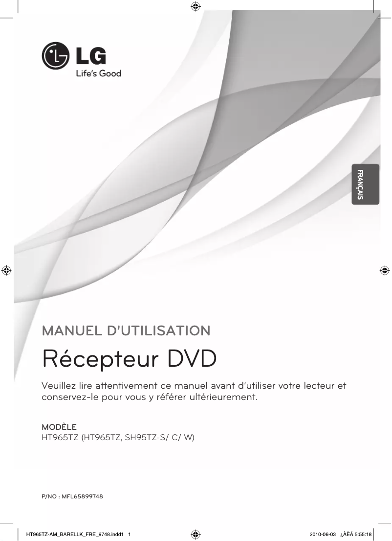 Image de la première page du manuel de l'appareil HT964TZ