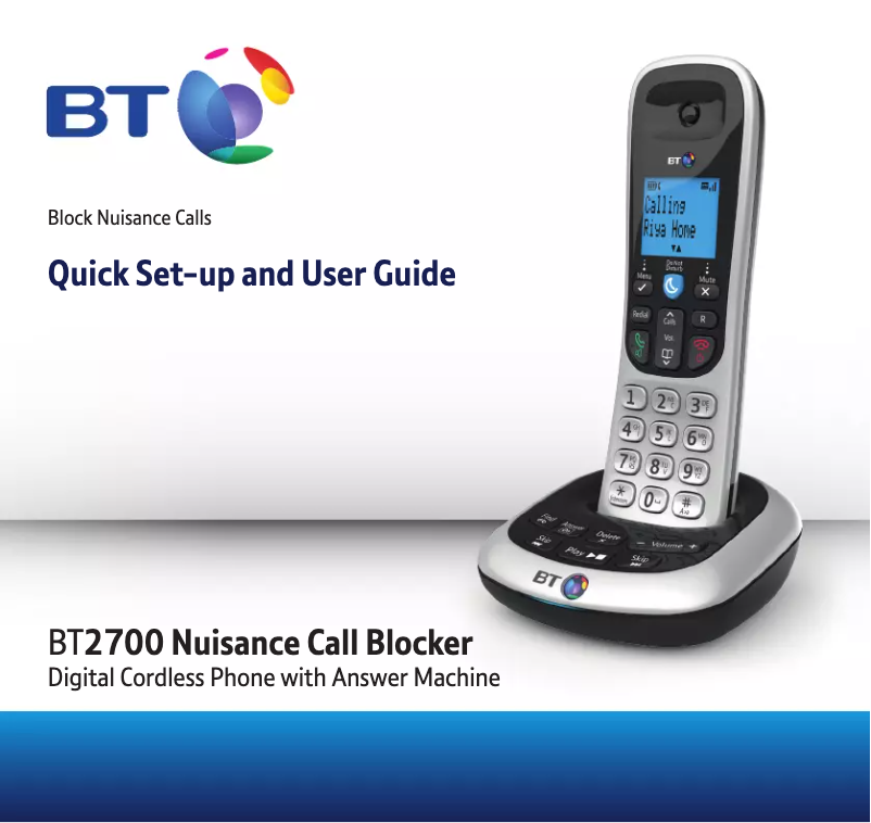 Image de la première page du manuel de l'appareil BT2700 Nuisance Call Blocker