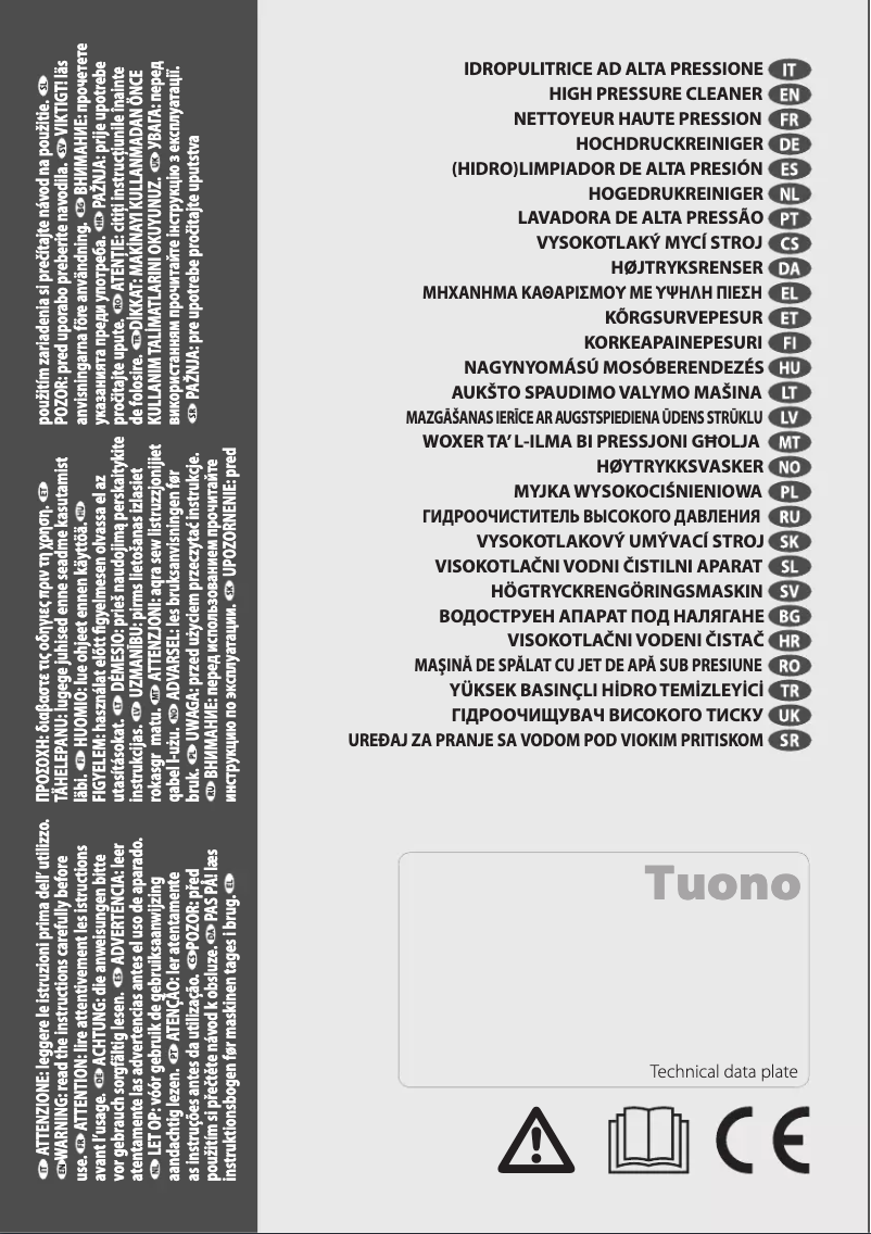 Page 1 de la notice Manuel utilisateur Lavorwash Tuono 20