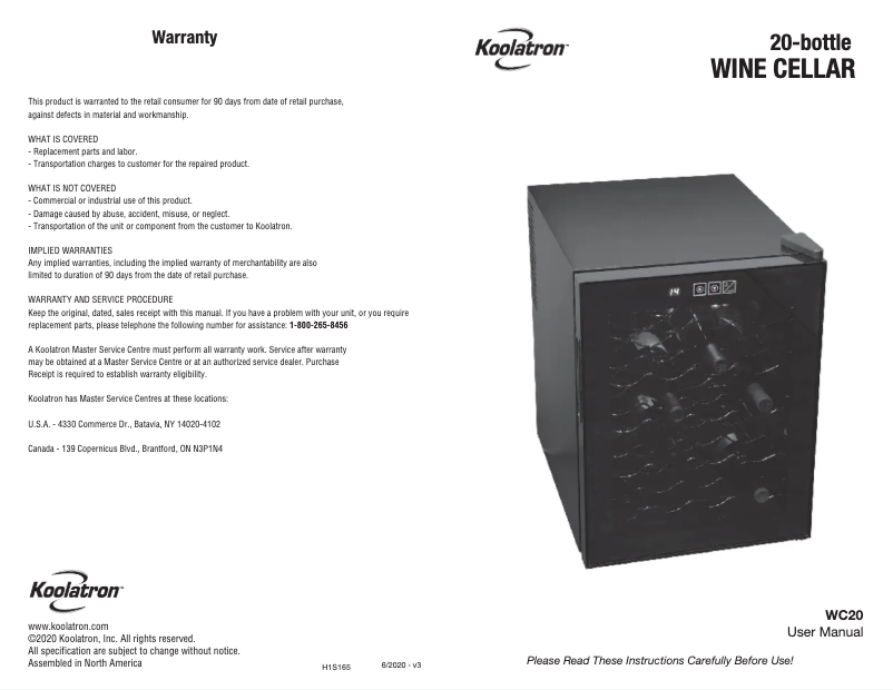 Image de la première page du manuel de l'appareil WC20