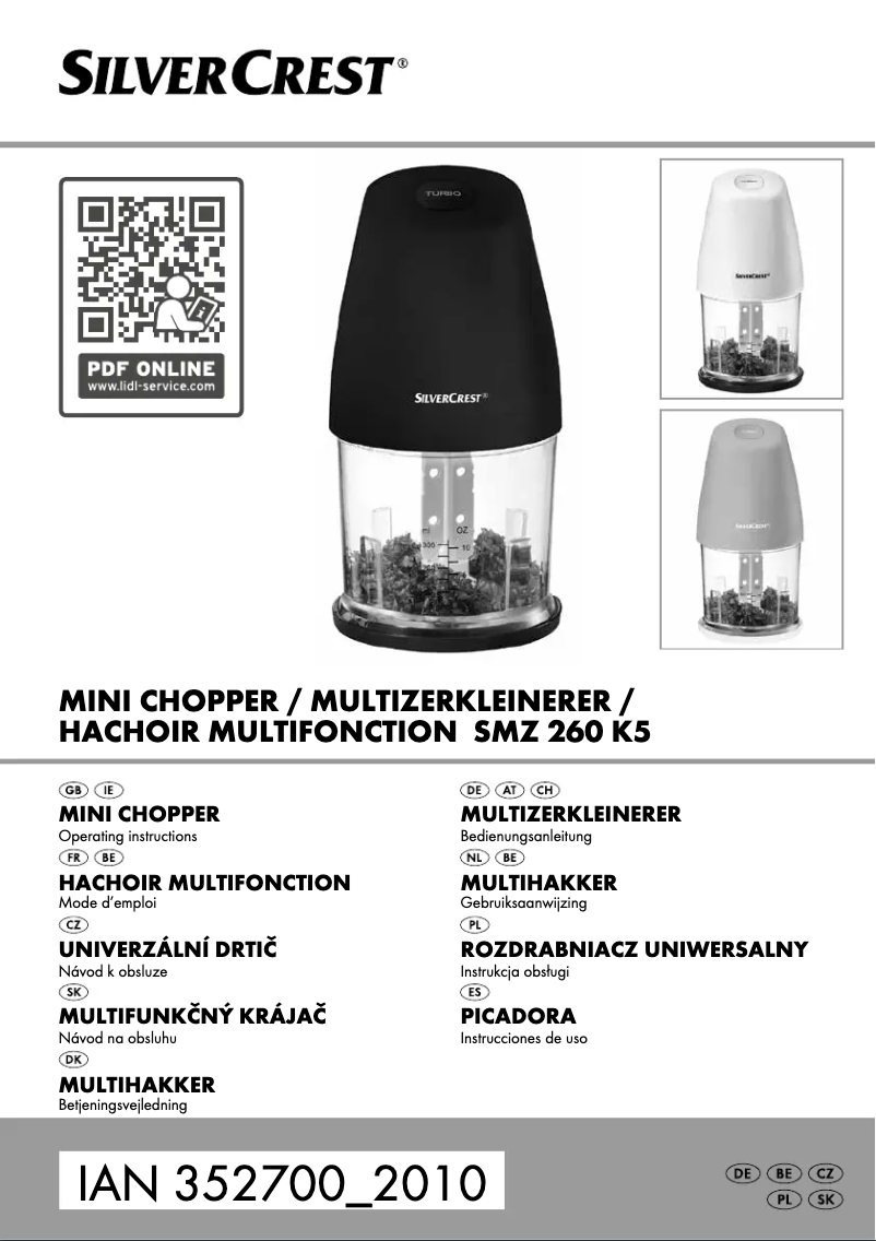 Page n°1 - Manuel utilisateur SilverCrest SMZ 260 K5