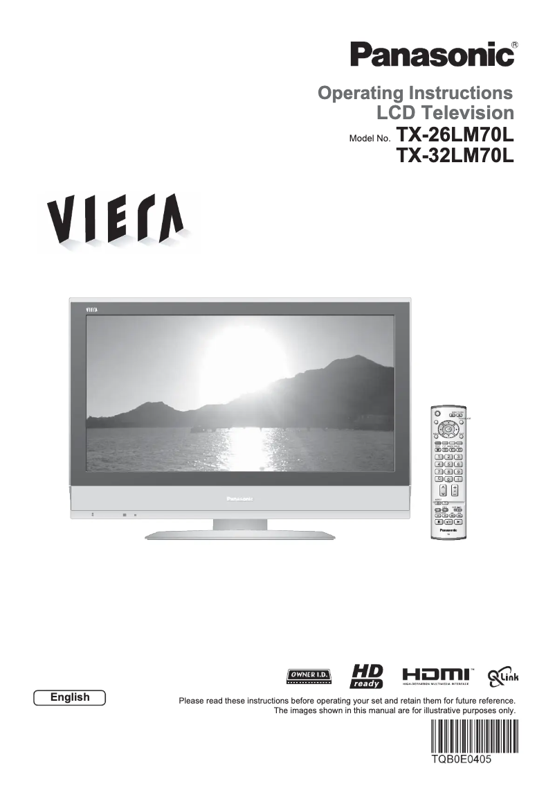 Image de la première page du manuel de l'appareil Viera TX-32LM70L