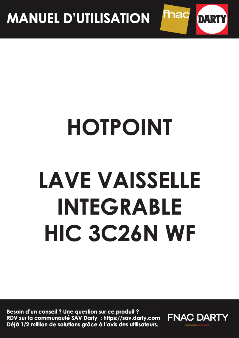 Page 1 de la notice Manuel utilisateur Hotpoint HIC 3C26N WF