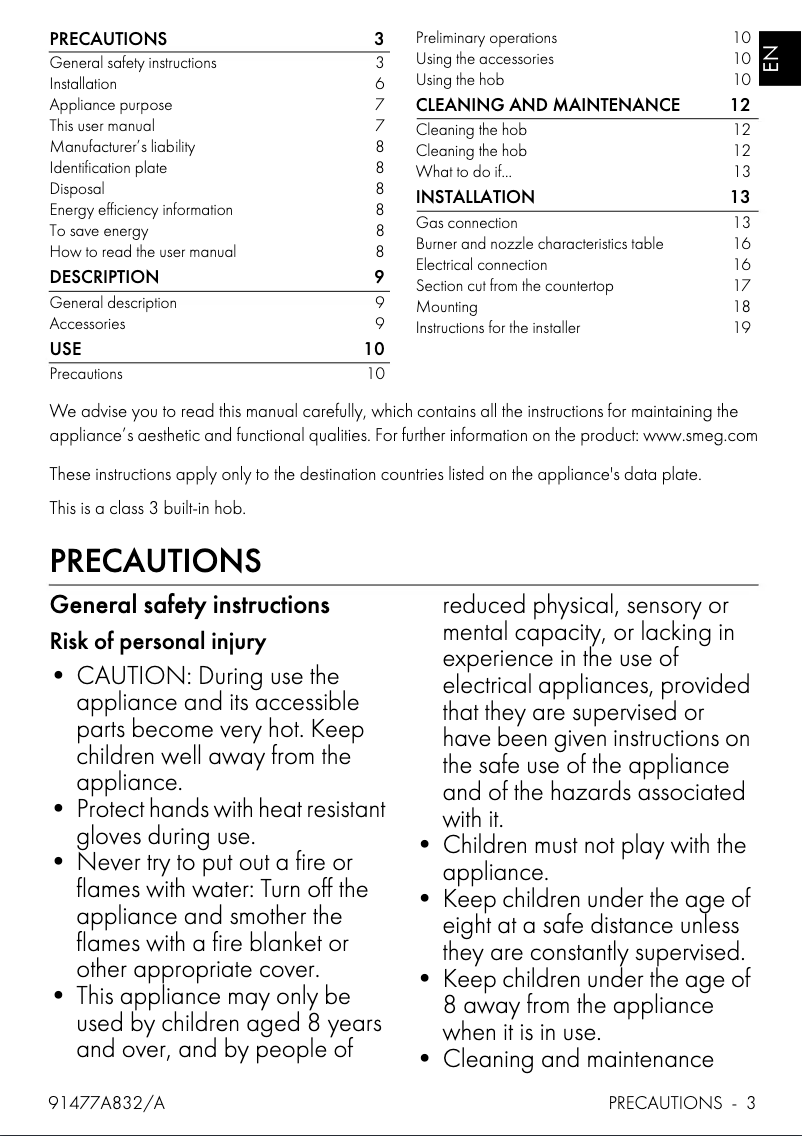 Page n°1 - Manuel utilisateur Smeg PS906SA2