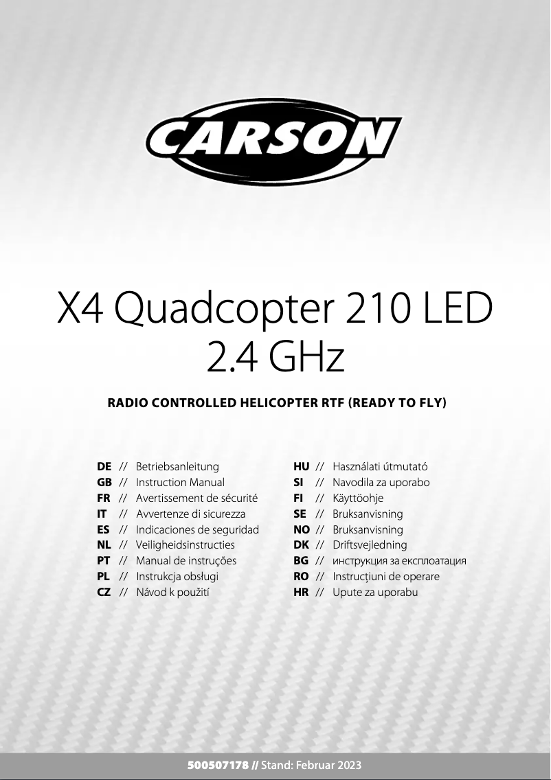 Page 1 de la notice Manuel utilisateur Carson X4 Quadcopter 210 LED