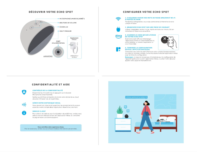 Image de la première page du manuel de l'appareil Echo Spot (2024)