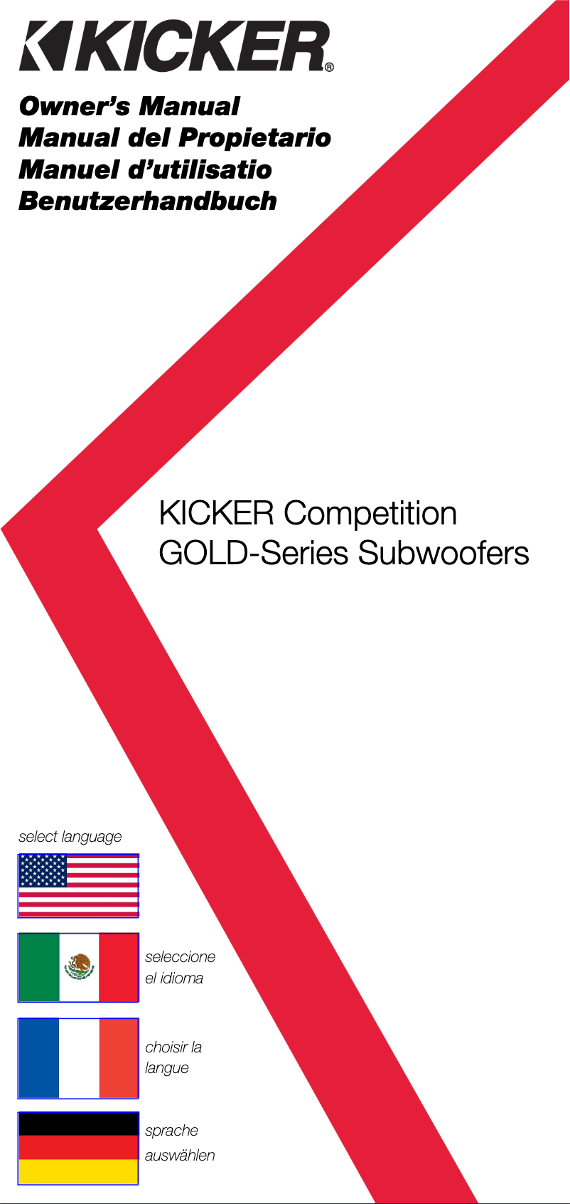 Page 1 de la notice Manuel utilisateur Kicker Competition Gold 50GOLD104