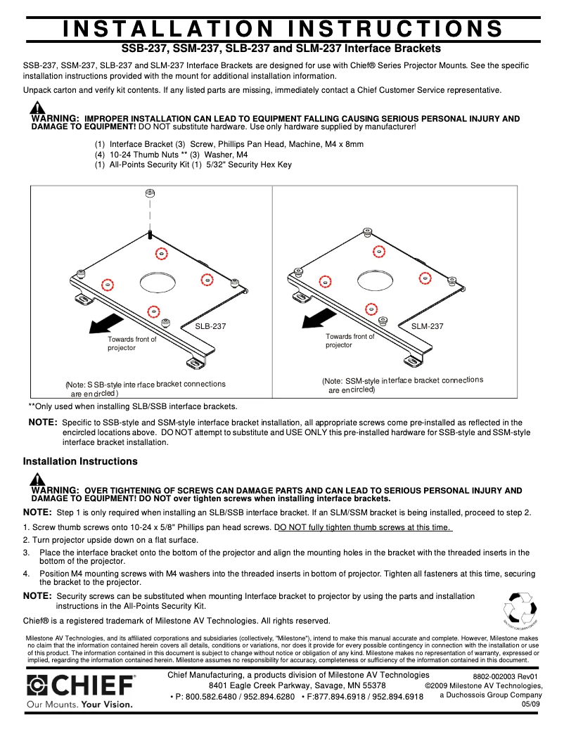 Page n°1 - Manuel utilisateur Chief RSMA237
