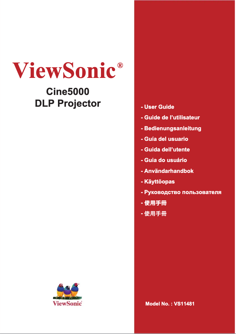 Page 1 de la notice Manuel utilisateur Viewsonic Cine5000