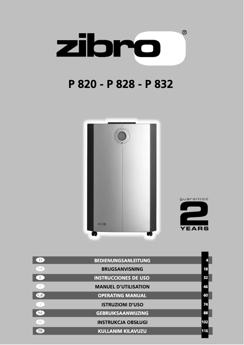 Page n°1 - Manuel utilisateur Zibro P 828