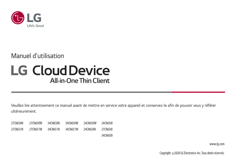 Page n°1 - Manuel utilisateur LG 34CN650W-AC