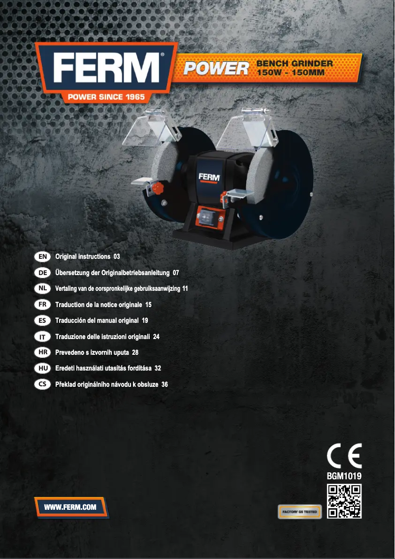 Page n°1 - Manuel utilisateur Ferm BGM1019