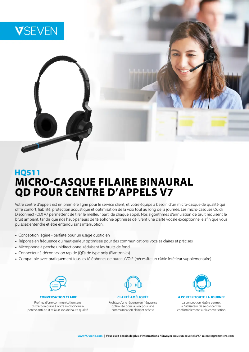 Page 1 de la notice Fiche technique V7 HQ511