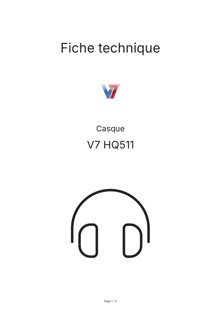 Page n°1 - Fiche technique V7 HQ511