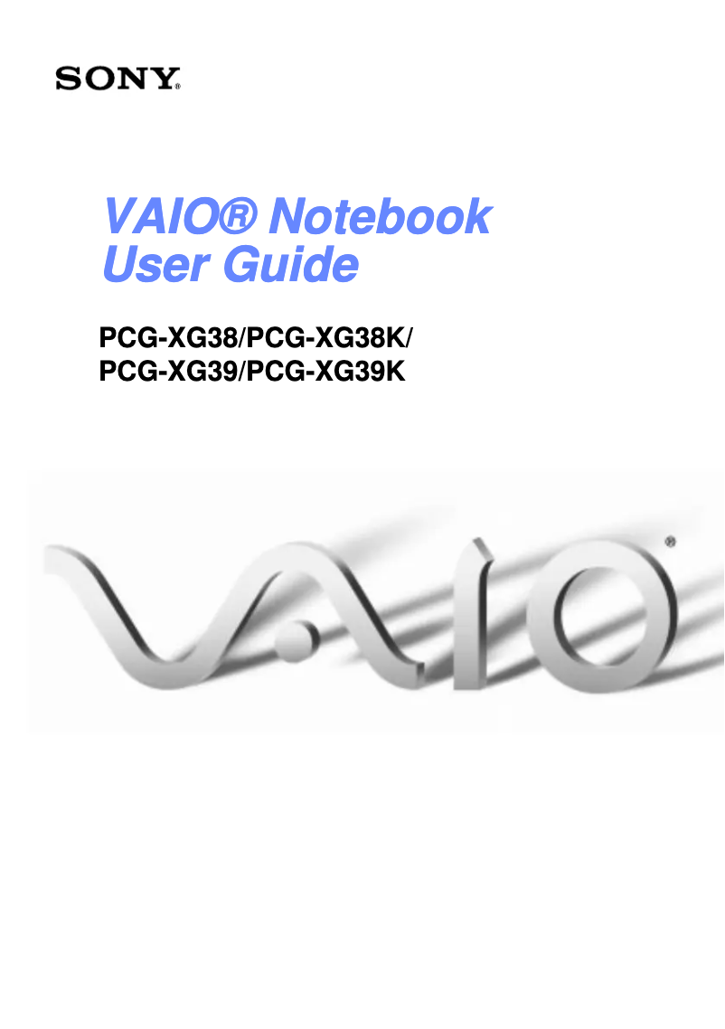 Page 1 de la notice Manuel utilisateur Sony Vaio PCG-XG38
