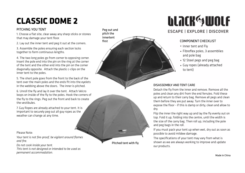 Page 1 of the manual User Manual Black Wolf Classic Dome 2