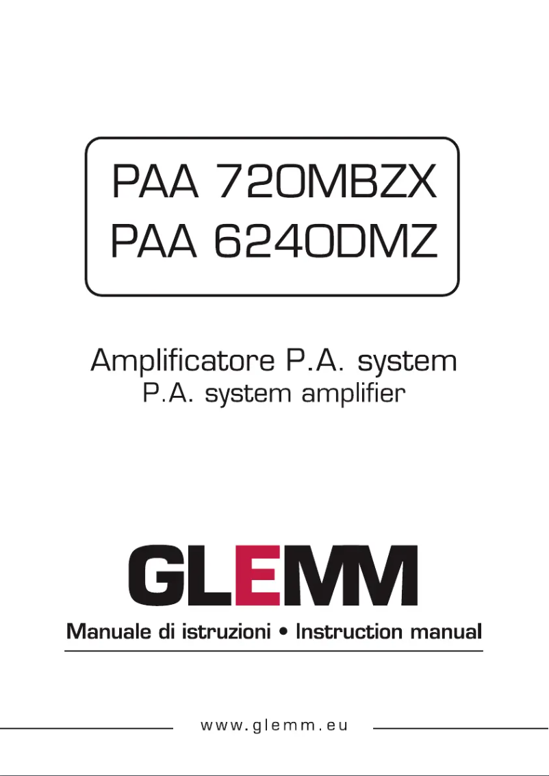 Page n°1 - Manuel utilisateur Glemm PAA 6240DMZ