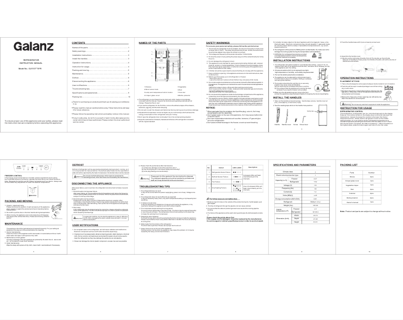 Page 1 de la notice Manuel utilisateur Galanz GLR10TRDEFR