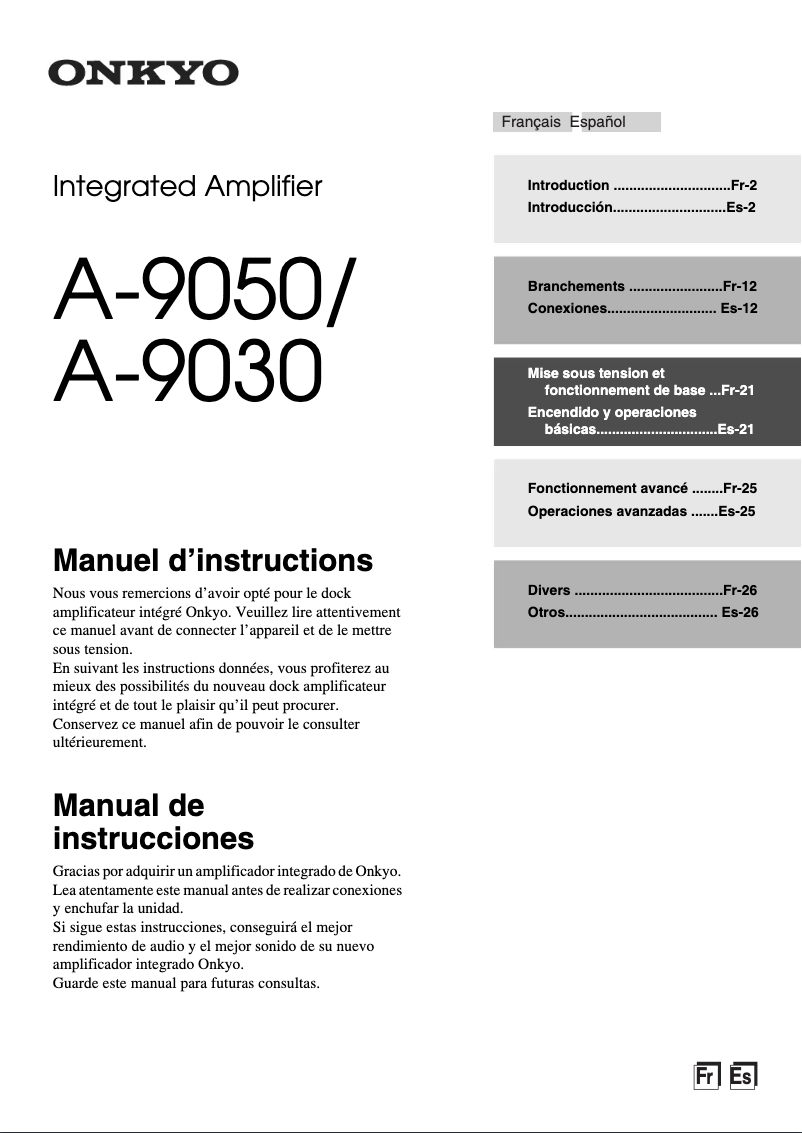 Page n°1 - Manuel utilisateur Onkyo A-9050