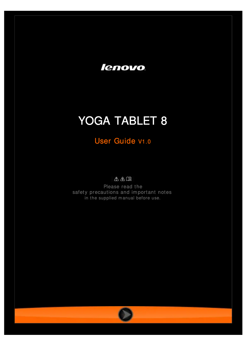 Page 1 de la notice Manuel utilisateur Lenovo IdeaTab Yoga 8