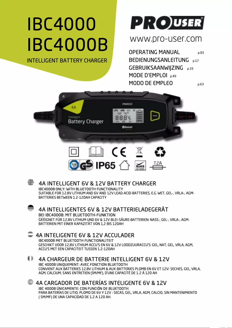 Page 1 de la notice Manuel utilisateur Pro-User IBC4000