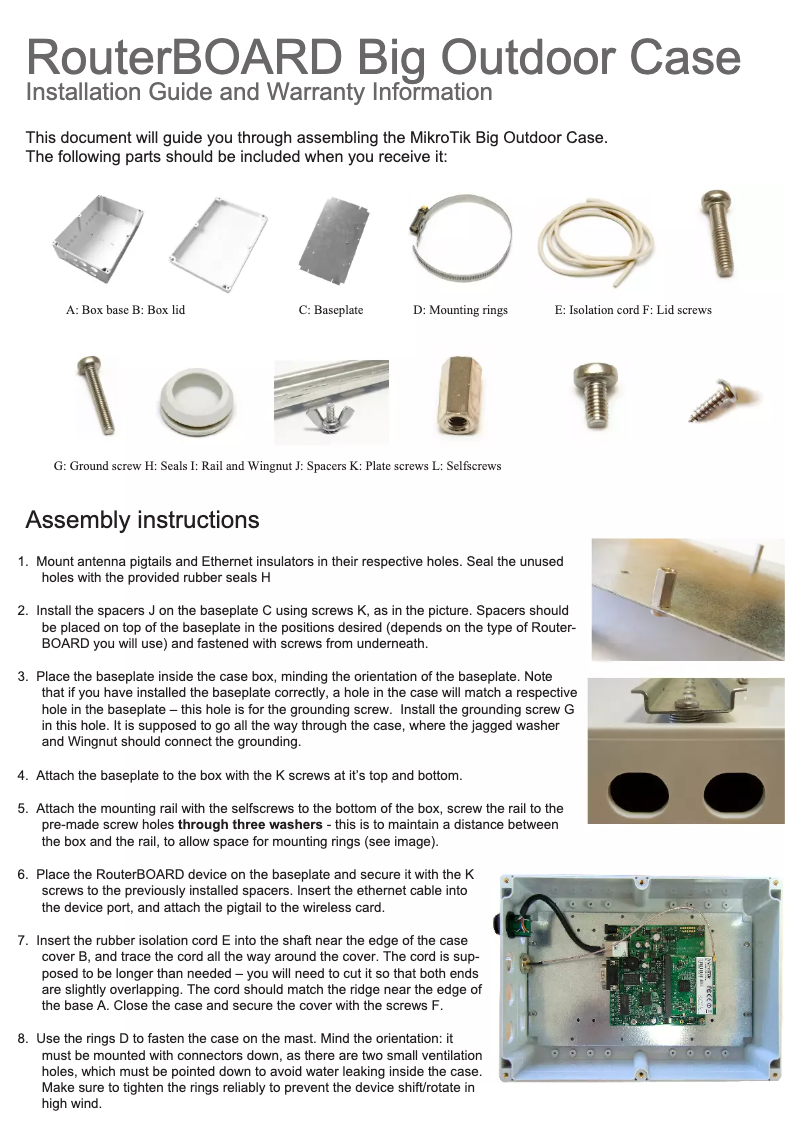 Page 1 de la notice Manuel utilisateur Mikrotik CAOTU