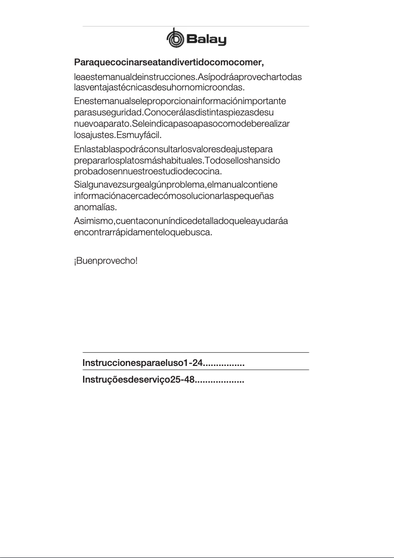 Page 1 de la notice Manuel utilisateur Balay 3WMX1918