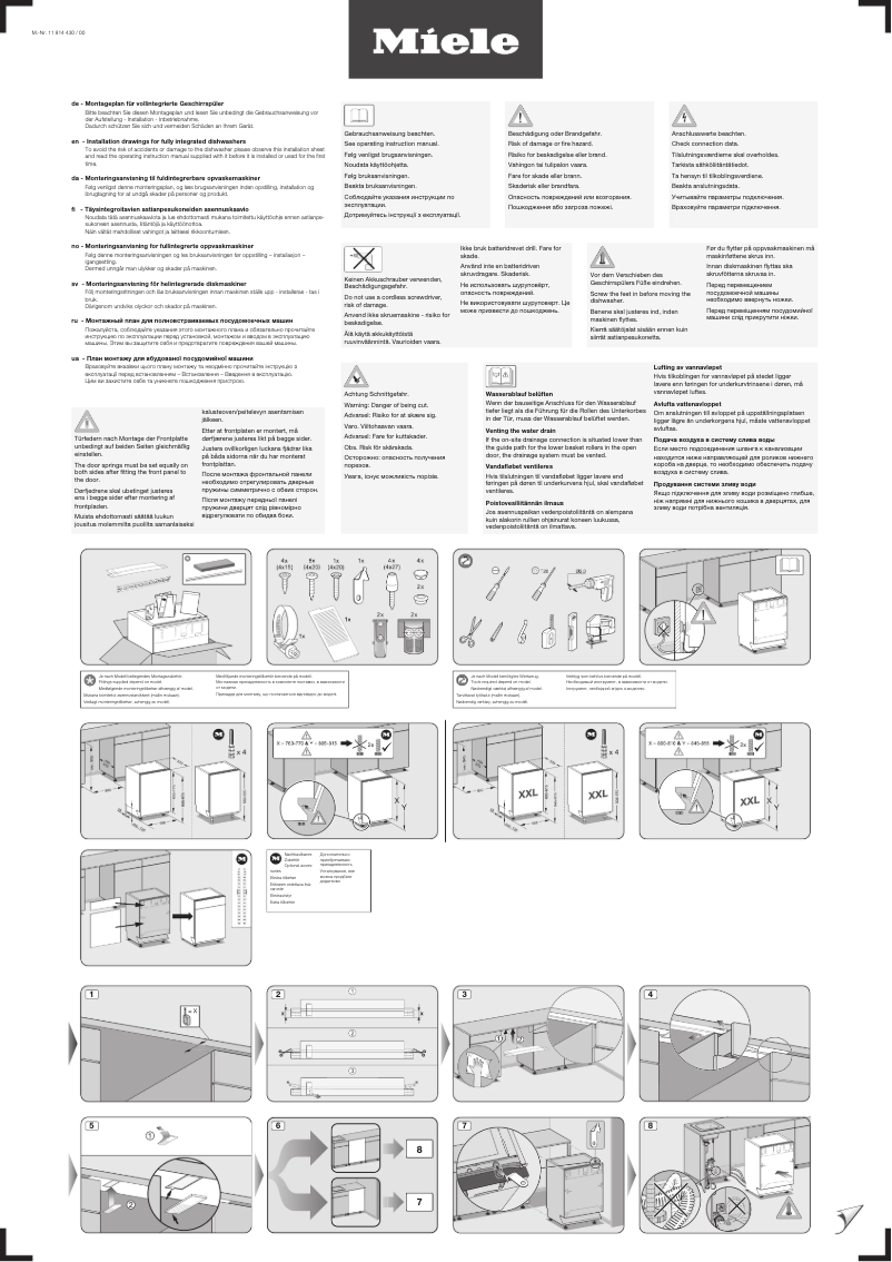 Page 1 de la notice Instructions / montage Miele G 7462 SCVi AutoDos