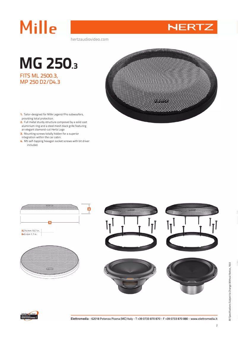 Page 1 de la notice Manuel utilisateur Hertz Mille MG 250.3