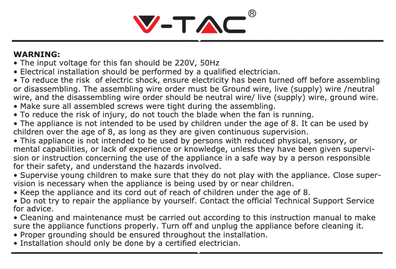 Page 1 of the manual User Manual V-TAC VT-3042-3