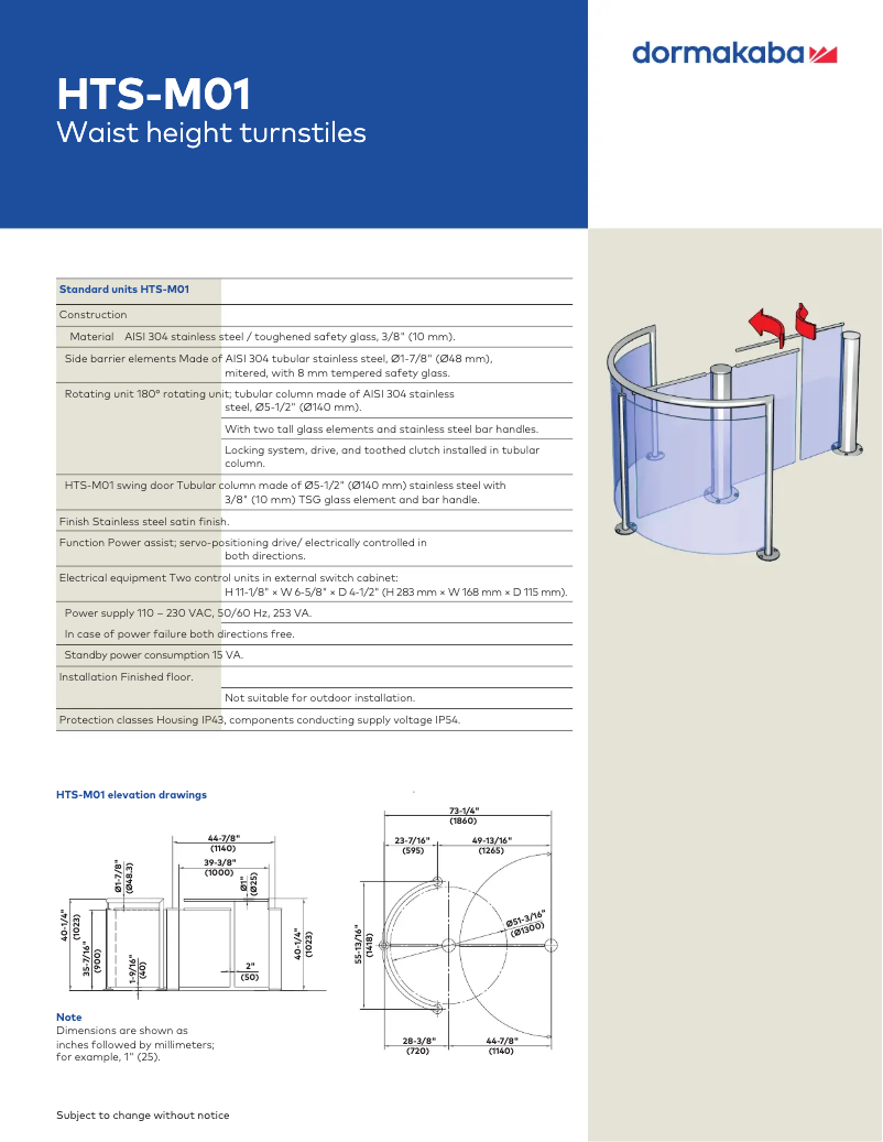 Page 1 de la notice Manuel utilisateur Dormakaba HTS-M01