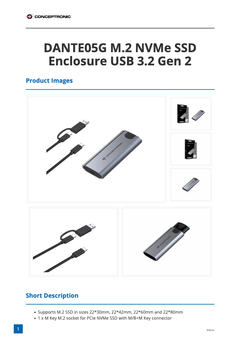 Page n°1 - Fiche technique Conceptronic DANTE05G