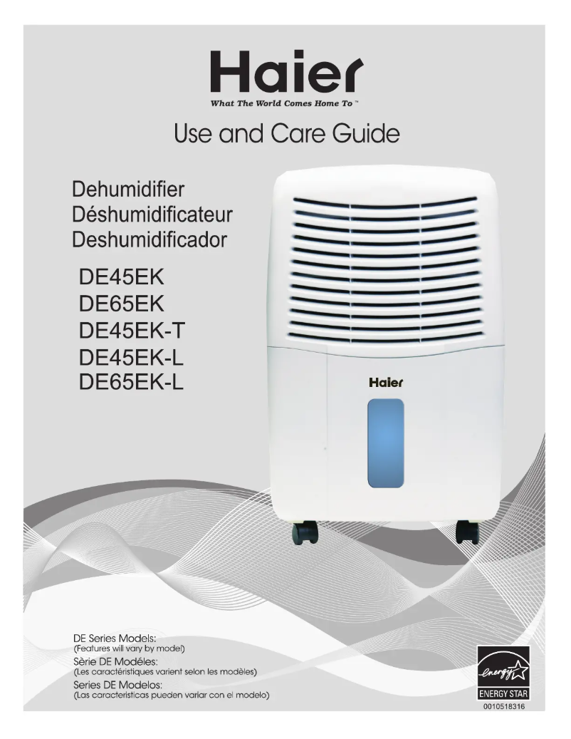 Page 1 de la notice Manuel utilisateur Haier DE45EK