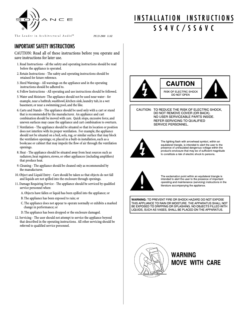 Page n°1 - Guide d'installation Sonance SS6VC