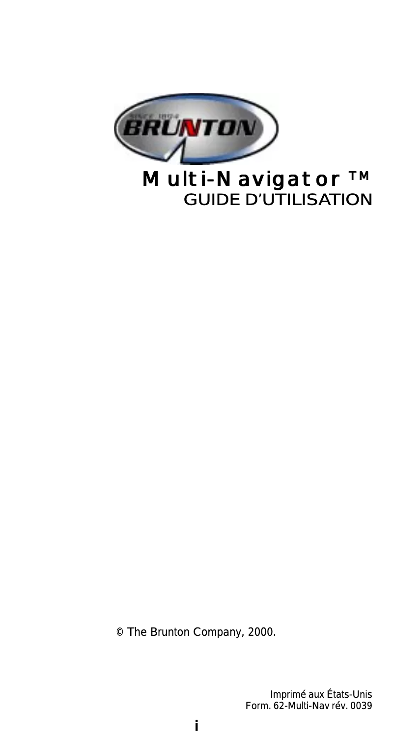 Page n°1 - Manuel utilisateur Brunton MultiNavigator