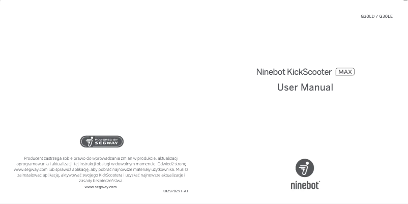 Image de la première page du manuel de l'appareil Ninebot KickScooter MAX G30LE II