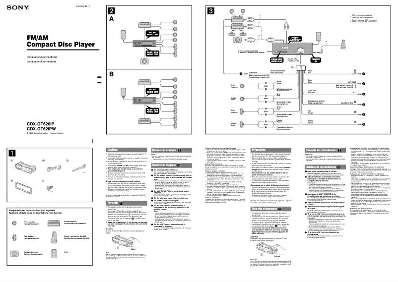 Page n°1 - Guide d'installation Sony CDX-GT620IP