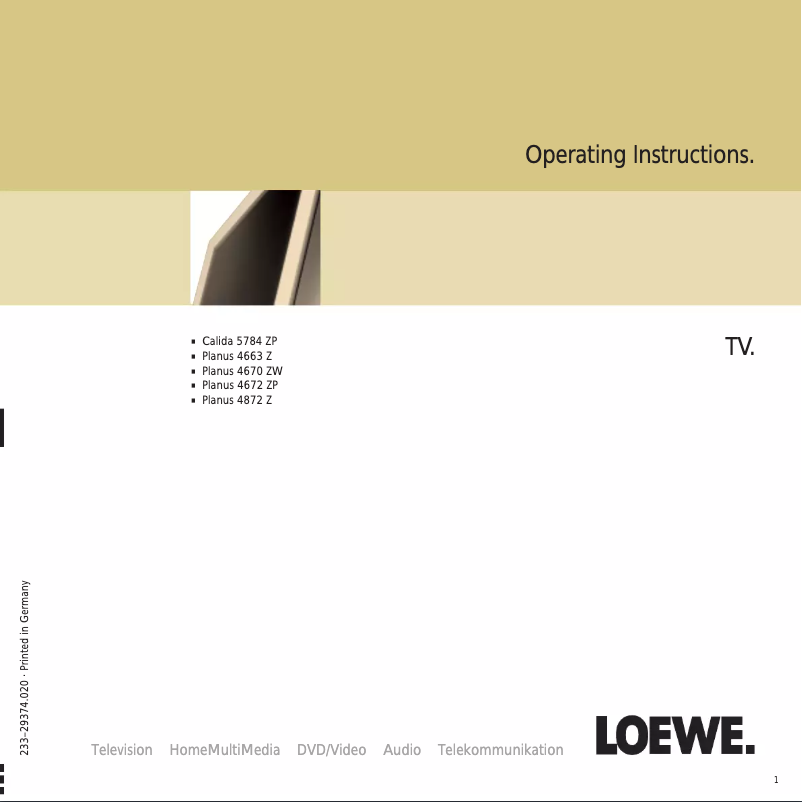Page n°1 - Manuel utilisateur Loewe Calida 5784 ZP