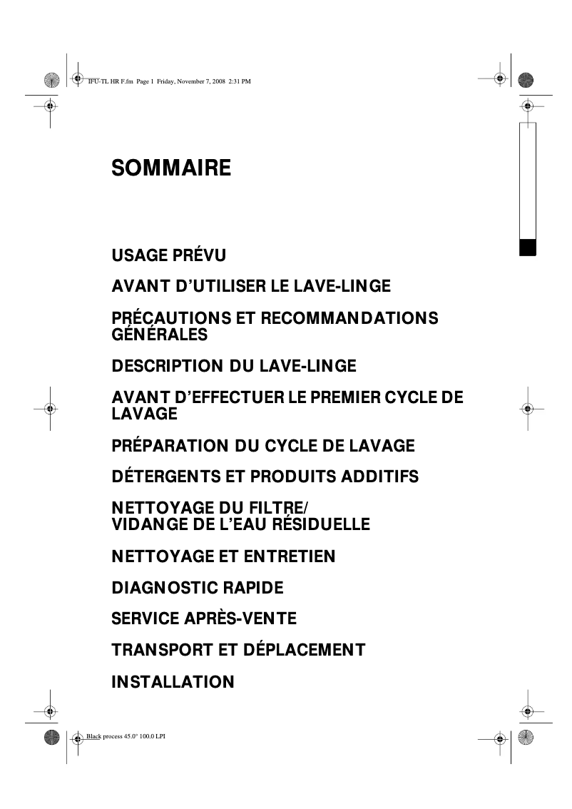 Page 1 de la notice Manuel utilisateur Whirlpool AWE 6628