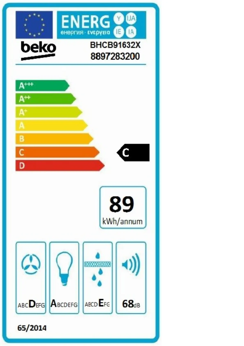 Page n°1 - Label énergétique Beko BHCB91632X