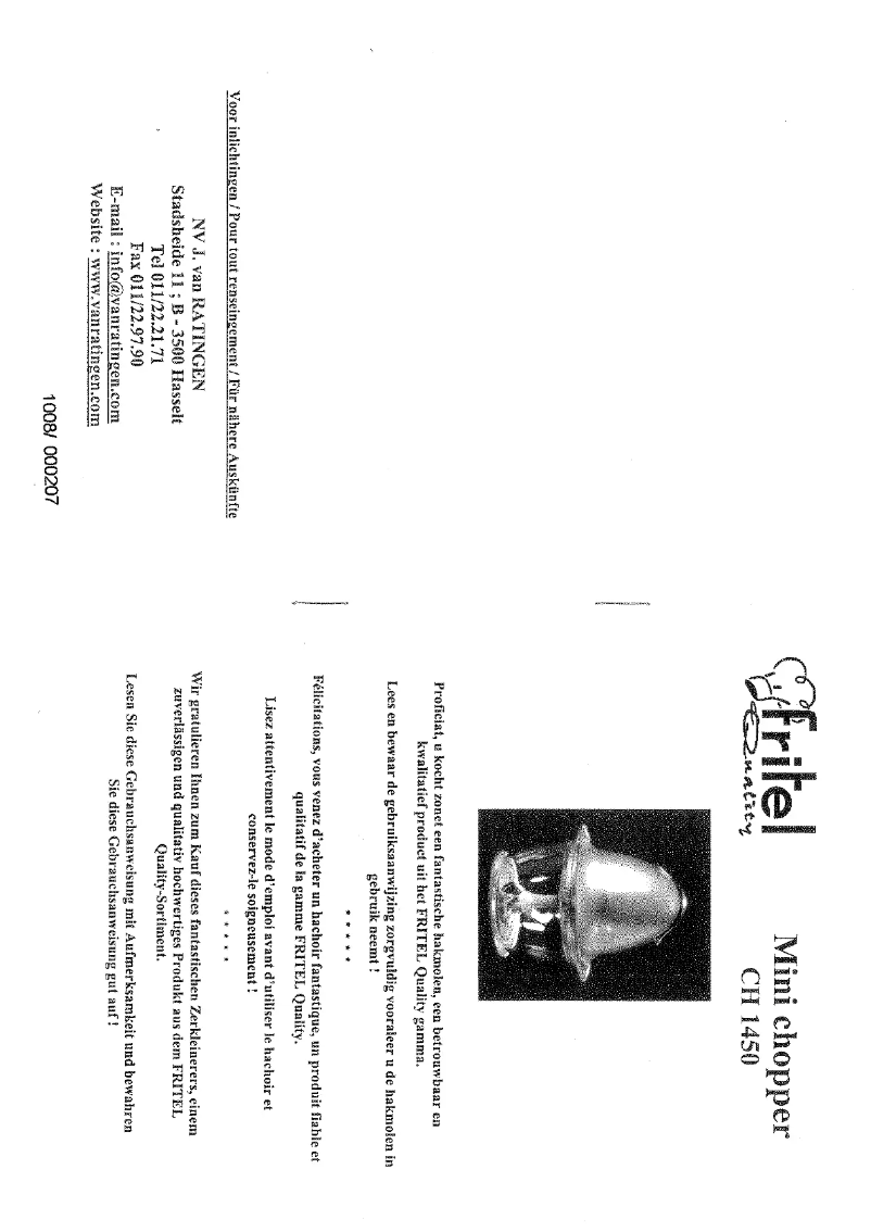 Page n°1 - Manuel utilisateur Fritel CH 9170