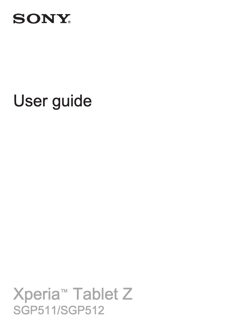 Image de la première page du manuel de l'appareil Xperia Tablet Z SGP512