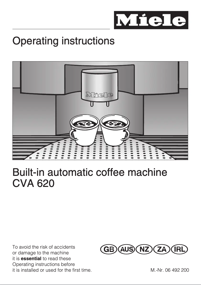 Page 1 de la notice Manuel utilisateur Miele CVA 620