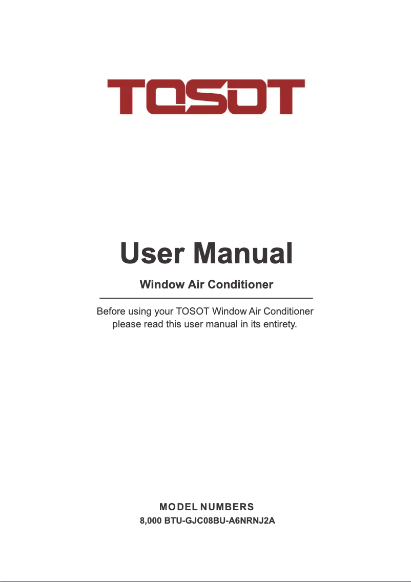 Page n°1 - Manuel utilisateur TOSOT GJC08BU-A6NRNJ2A
