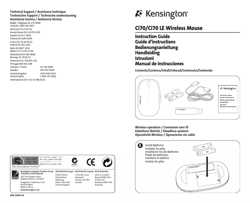 Page n°1 - Manuel utilisateur Kensington K72300US