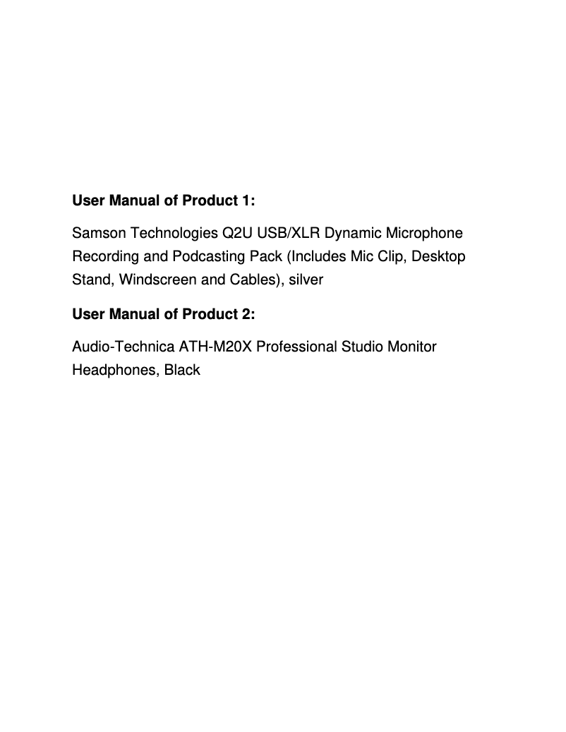Image de la première page du manuel de l'appareil Q2U