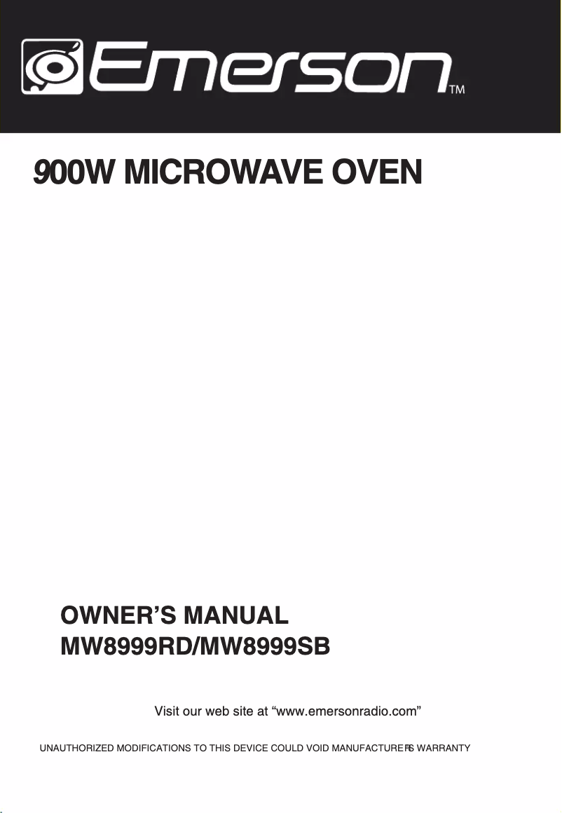 Page n°1 - Manuel utilisateur Emerson MW9998SB